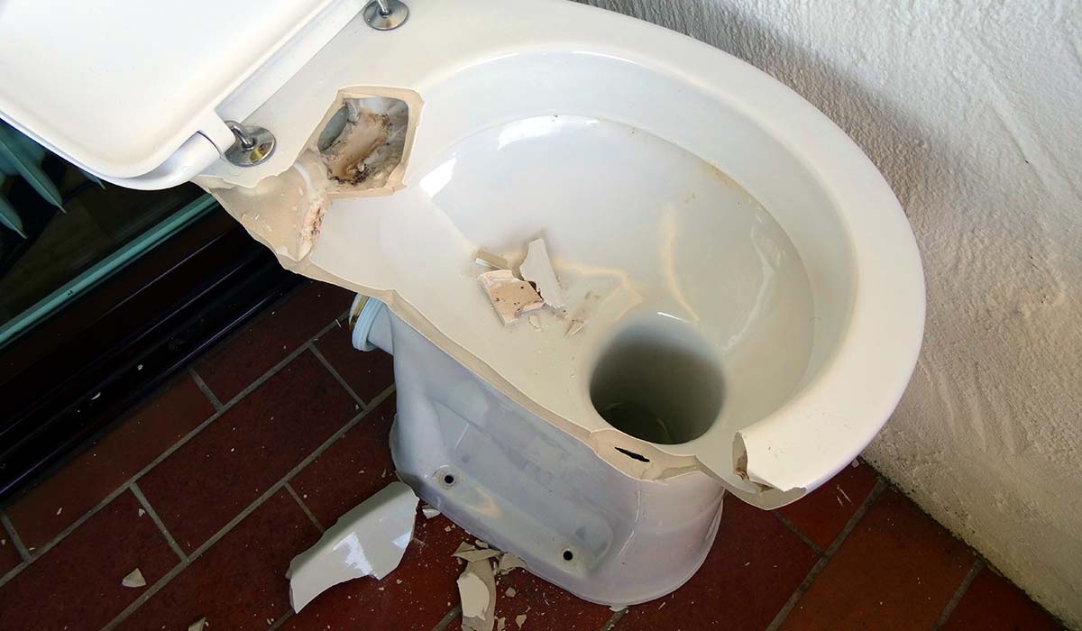 Shattered Porcelain Toilet