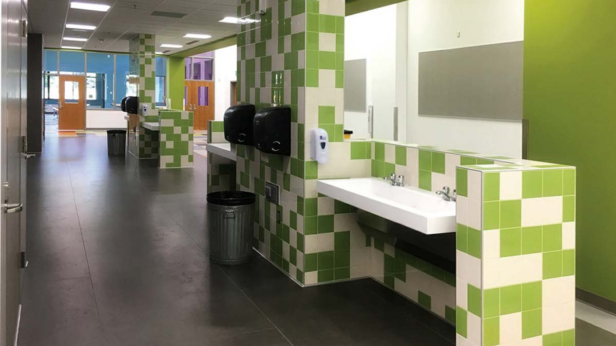 A restroom at Horace Mann School in Saint Paul, Minn., after its re-design.